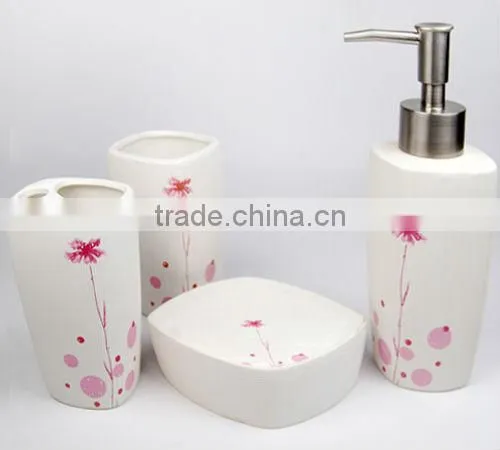 morden design ceramic decal floral bathroom set