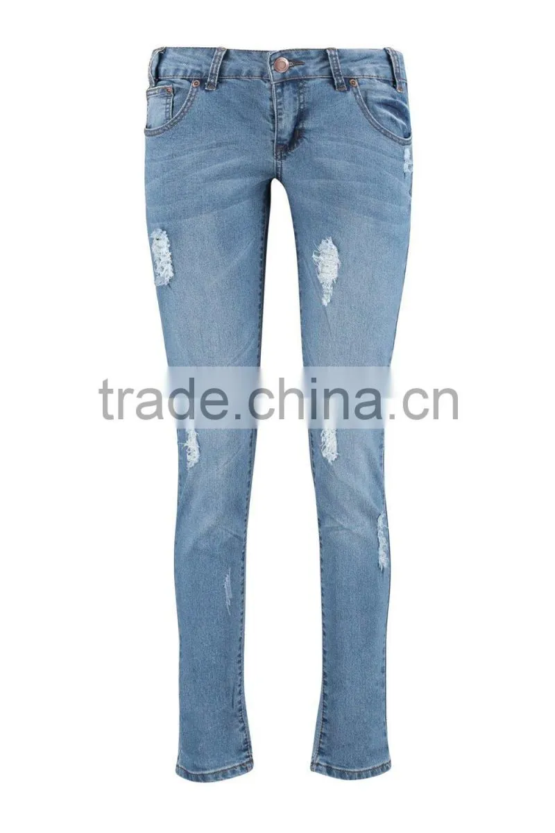 ladies jeans top design turn up jeans (JXA025)
