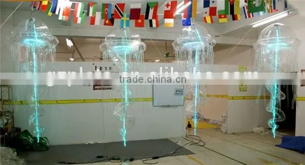 Lighting inflatable transparent jellyfish balloon/ inflatable clear led jellyfish for hanging decoration
