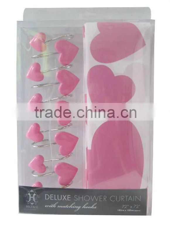 heart partten design peva shower curtain
