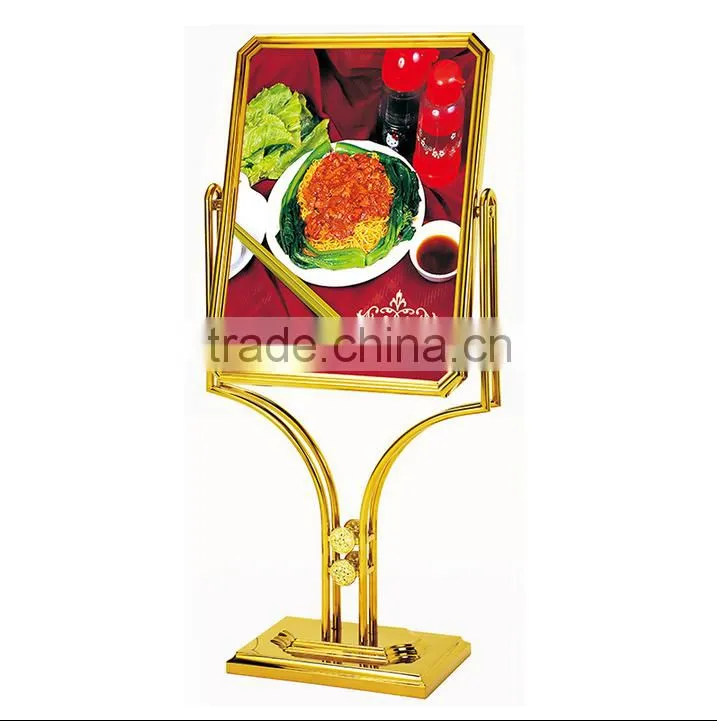 Luxury indication plate titanium gold notice board display stand