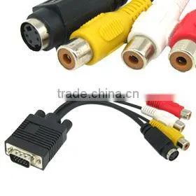PC Computer VGA to TV S-Video RCA AV 3 Adapter Cable