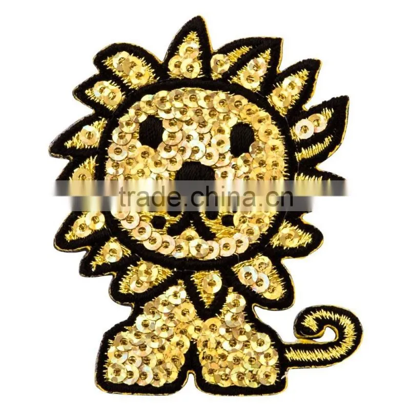 Sequin Lion Iron-on Embroidery Patch for DIY Clothing