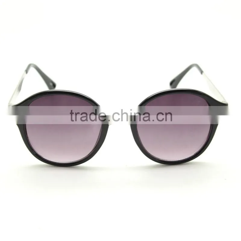 Classic Style Circular Metal Round Sunglasses With Metal Bar