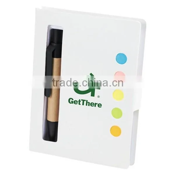 Recycled hardcover tear off notepad with pen