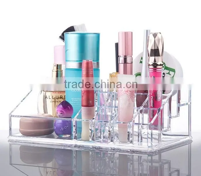 High quality low price clear acrylic cosmetic display case with drawer