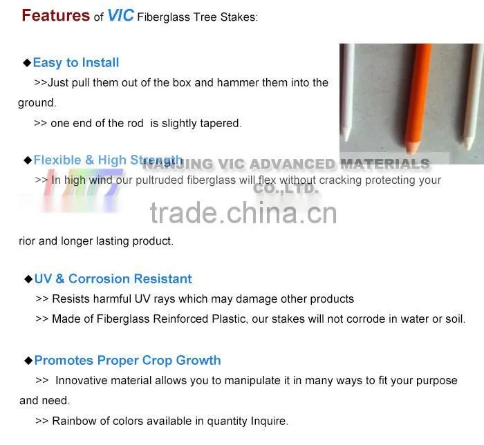 Fiberglass Garden Plant Support,Corrosion Resistant FRP Tree Stake,High Strength,Reasable Prices