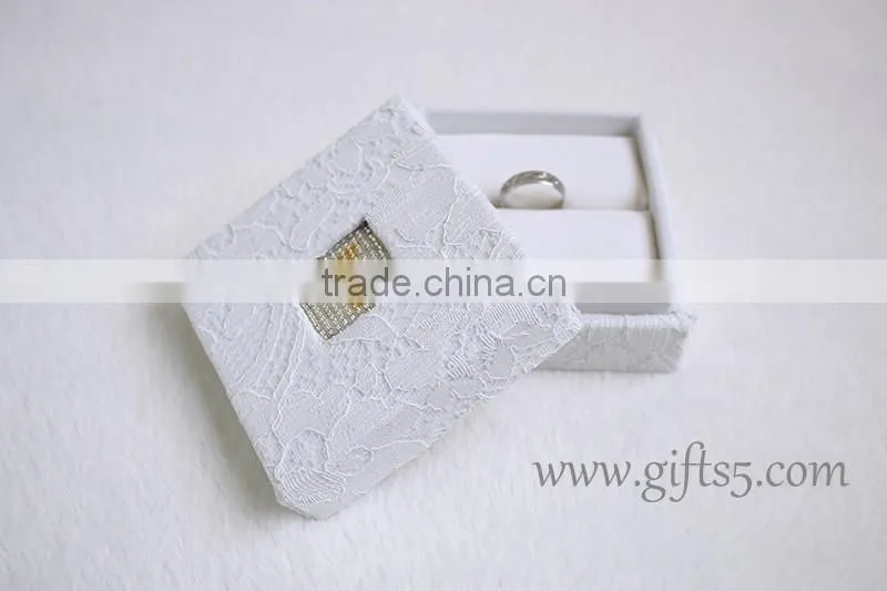 Elegant personalized wedding ring box for ceremony with beaded name plate of Y