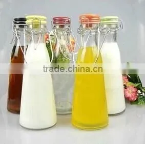 Plastic Clip Lid Clear Glass Bottle wholesale 1000ml and 500ml
