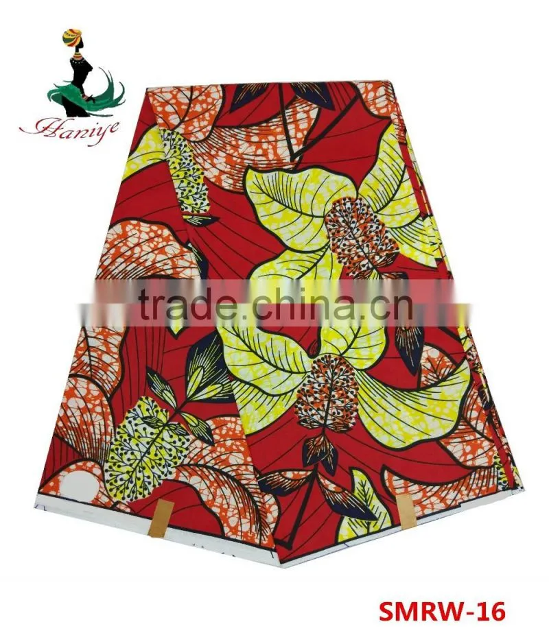 real cotton wax fabric SMRW-16 Hot selling african wax floral printed fabric