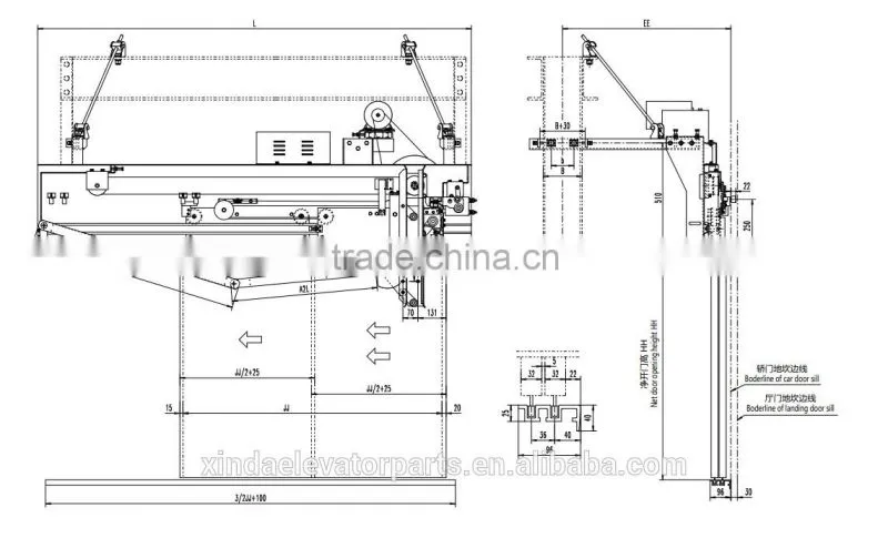 XD1407B synchronous belt drive Side Opening Door Machine / Door Operator for Elevator Cabin