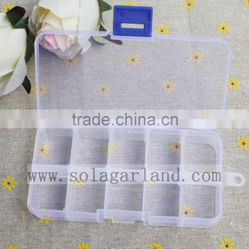 2.3*7.2*13.2CM Plastic 10 Slots Adjustable Jewelry Clear Storage Box Case Organizer Container