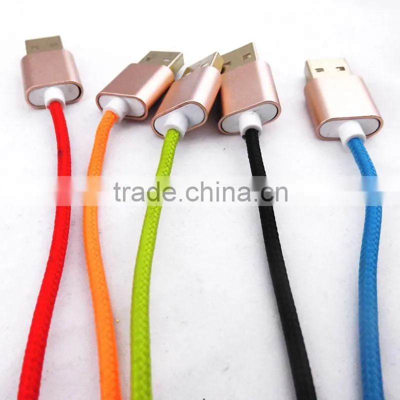OEM logo and package sync and charging zipper usb cable metal shell 2 in 1 usb charger cable