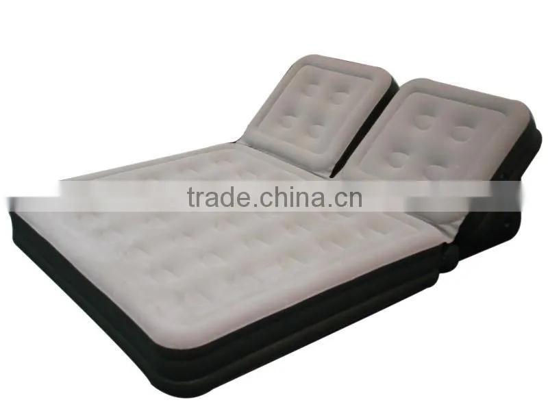 Inflatable sofa bed outdoor or indoor with comfortable armrest and cup holder with/without pump
