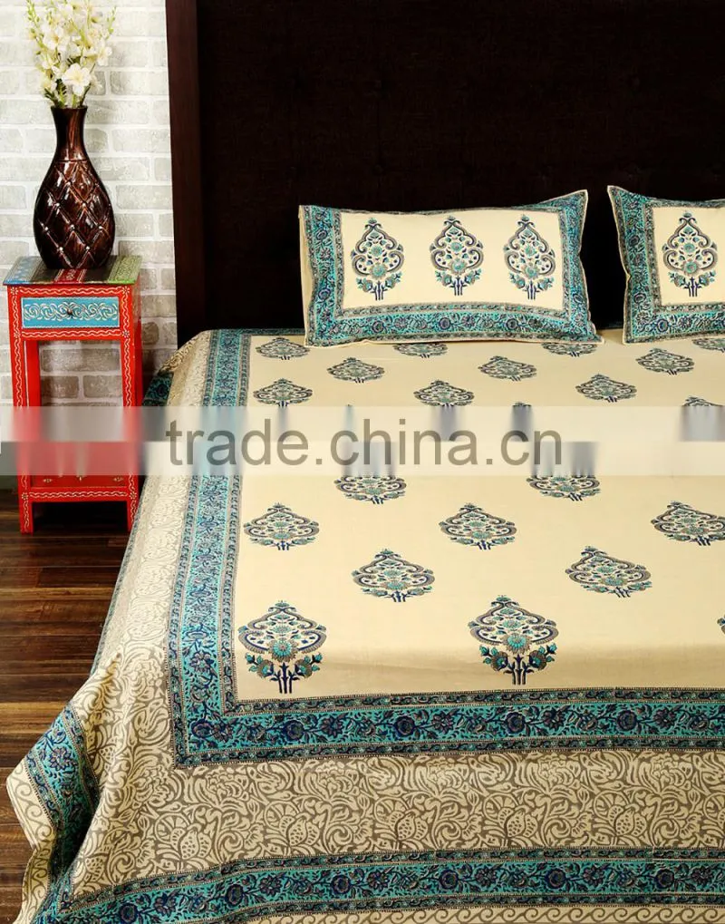 High Quality Bedding Set 100% Cotton Fabric Flower Hand Made Bed Sheet Fabric