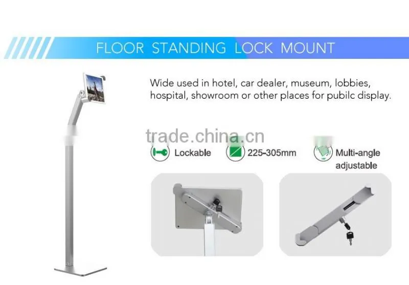 Anti-theft full rotation diagonal design display floor stand for 7-10.5 inch tablet PC