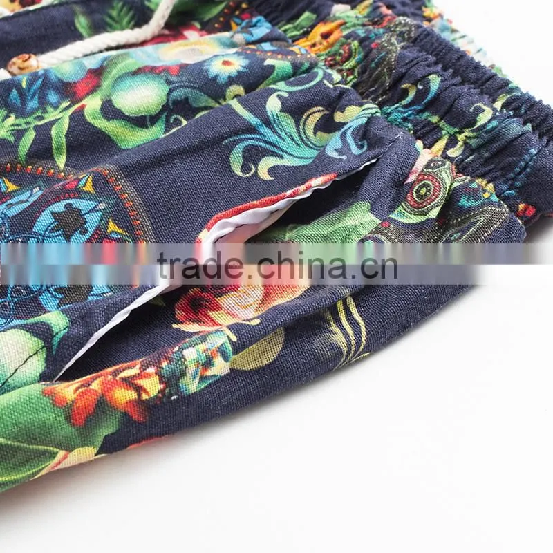 Summer 2015 Men's beach pants loose men casual linen summer shorts