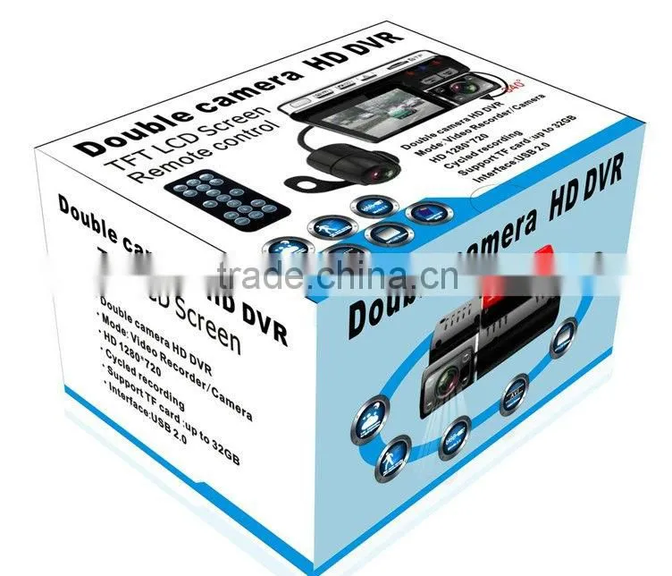 Dual rear lens G-SENSOR dvr car black box 720p