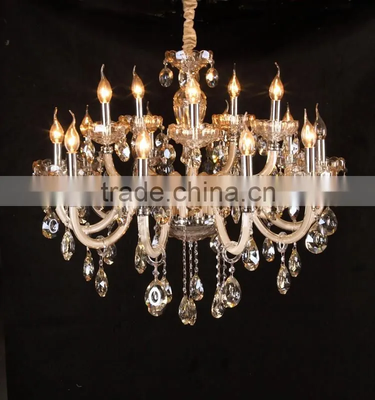 Golden round crystal candle chandelier