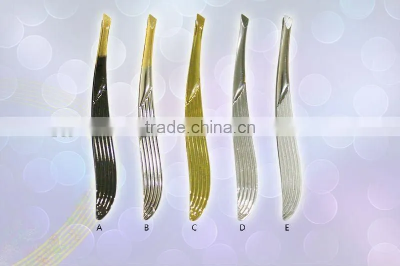 Chrome plated steel slanted eyebrow tweezer set