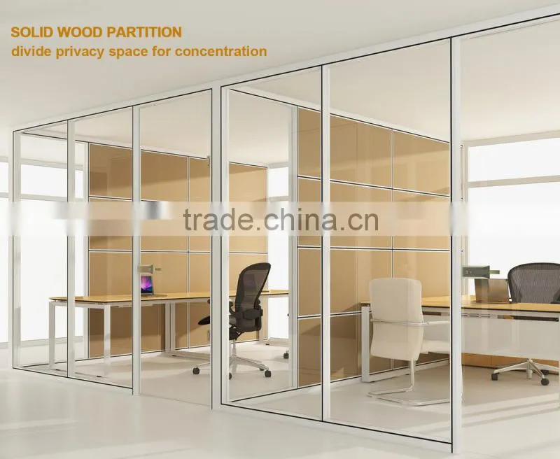 New flexible design acoustic modular easy assembly office partition glass wall(HK85-series)