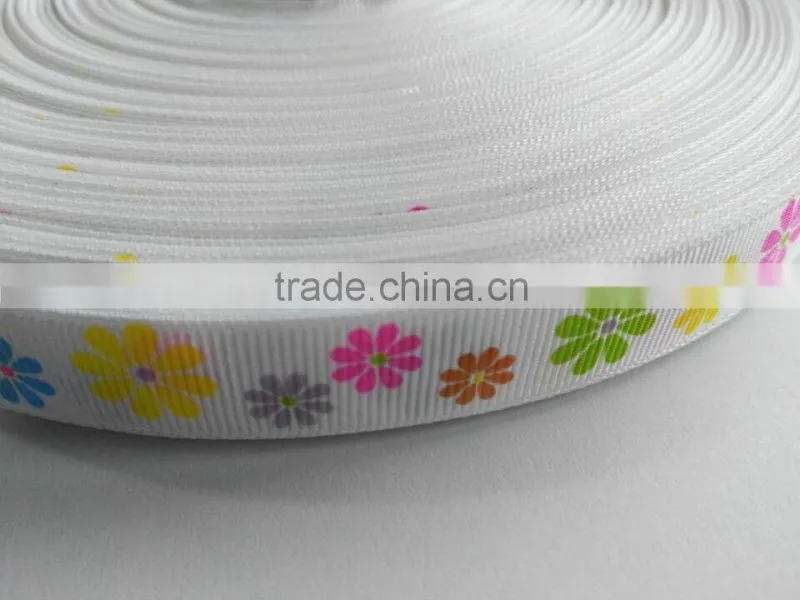 Good quality and cheap label fabric for rotary printed colorful ribbon, 100% polyester grosgrain ribbon