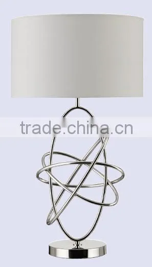 Chrome Plated Metal Base And Body With Fabric Lampshade Bedside Table Lamp Hotel Table Light Study Table Lamp