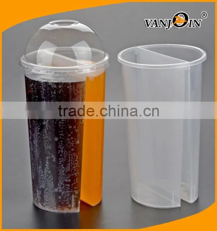 1000ml 30oz Disposable PP Plastic Three Part Cups for Iced Coffee Bubble Boba Tea Smoothie