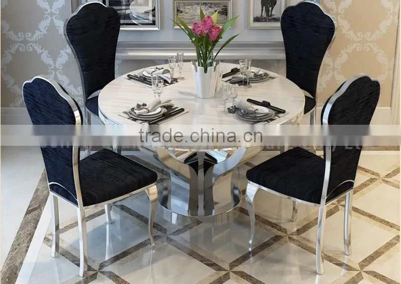 marble round rotating dining table set