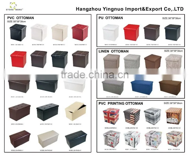 Flag Printed Foldable Faux Leather Toys Storage Ottoman