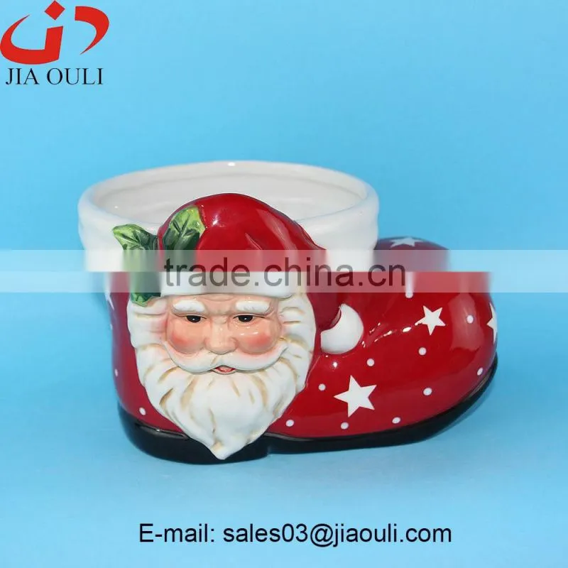 BSCI Certificate Factory X'mas decoration ceramic snowman, snowman candle lantern