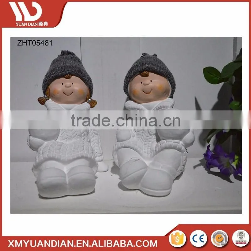 Wholesale Led Light Price Christmas Boys And Girls Decoration Polyresin Ornaments