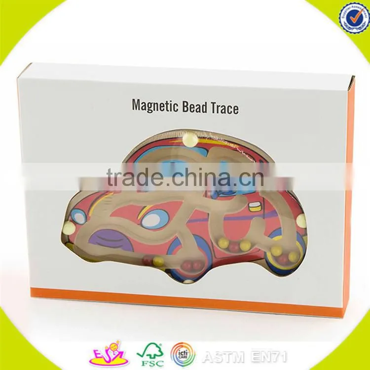 wholesale colorful baby wooden maze toy high quality kids wooden cart maze toy hottest wooden drag cart maze toy W11H014