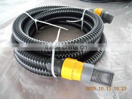 Black 1 inch plastic tubing with two fittings