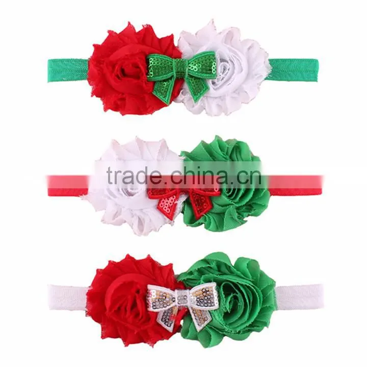Christmas Shabby flower Baby Toddler Infant Flower Headband Hair Bow Band Accessories