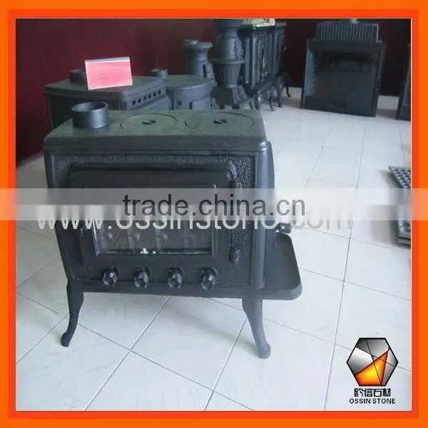 Wood burning cook stove with two fire eyes