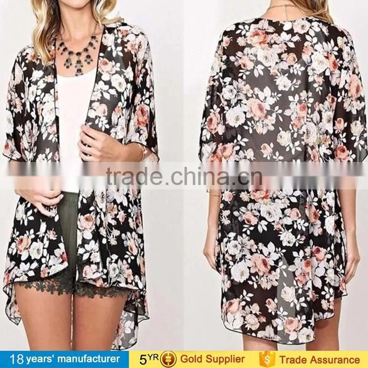 2014 factory wholesale Vintage Retro Boho Hippie Casual Chiffon Kimono Top