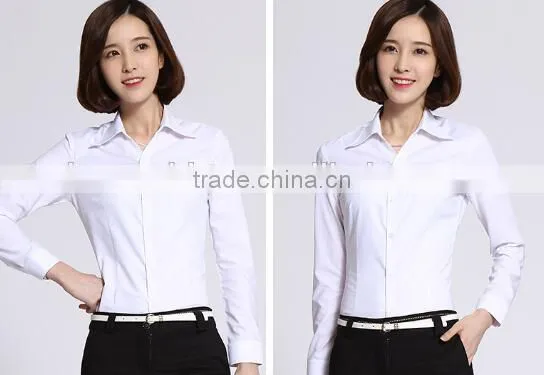 Long sleeve woman formal dress shirts cotton office lady dress blouse