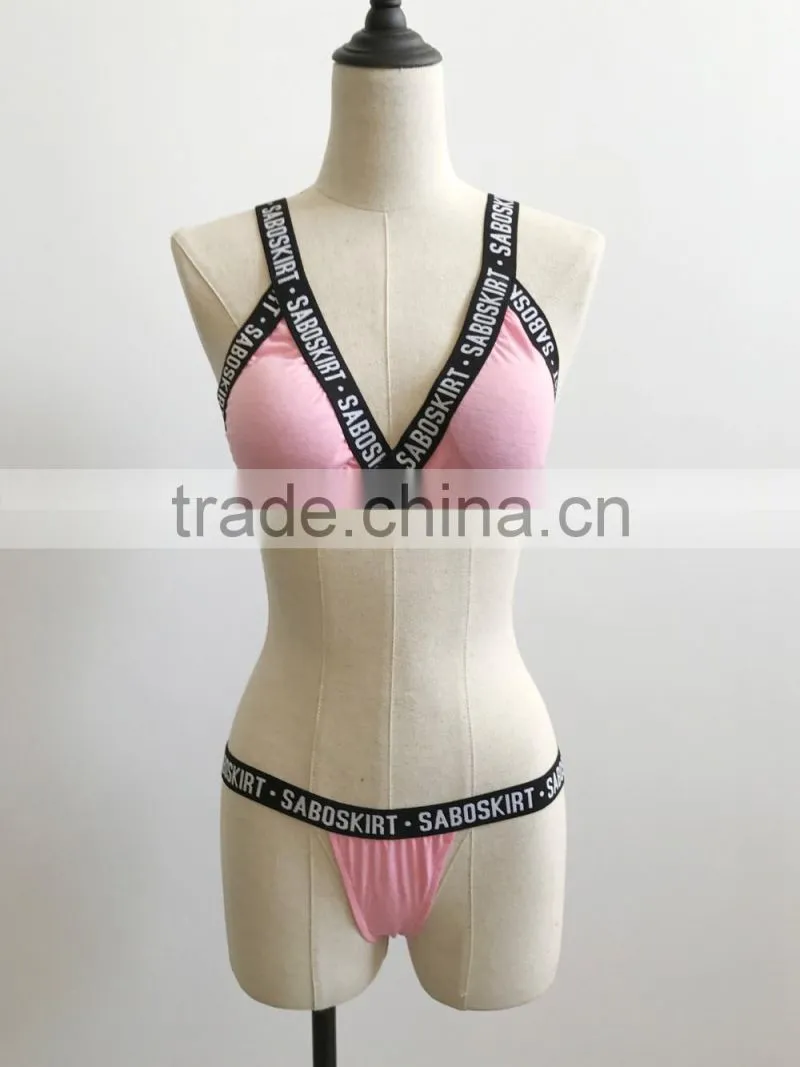 2017 new design letters printing open sexy girl full photo fashion sexy girl swimwear