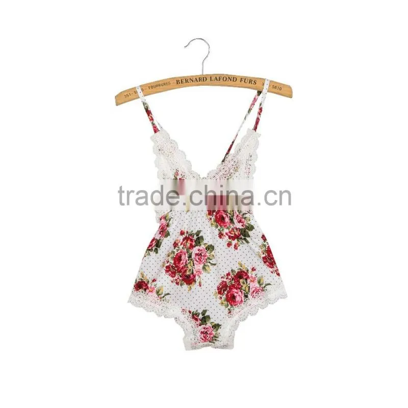 Summer baby clothing hot sale baby girl lace romepr infant and toddlers floral romper