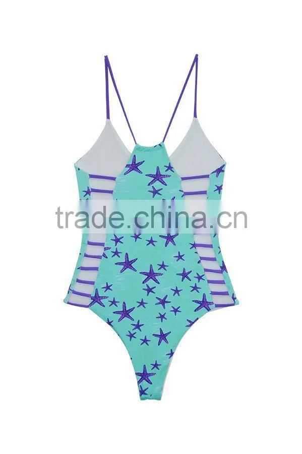 ladies sea star print one-piece swimwear