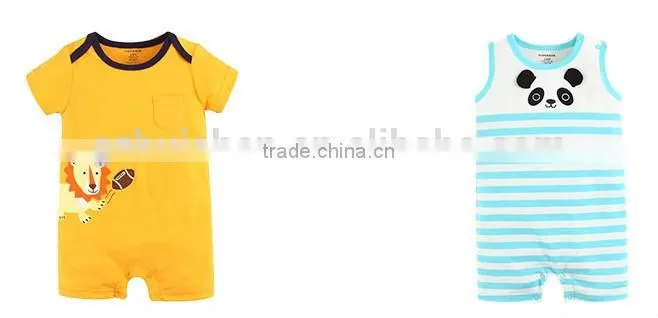 MOM AND BAB Wholesale Baby Boys Clothes Summer Baby Boys Bodysuit 100%cotton embroidery design