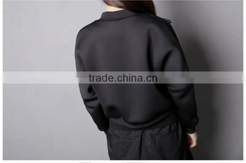 Best Quality Lady Biker Bomber Jacket black Solid Zipper Coat Women Cloths 2016