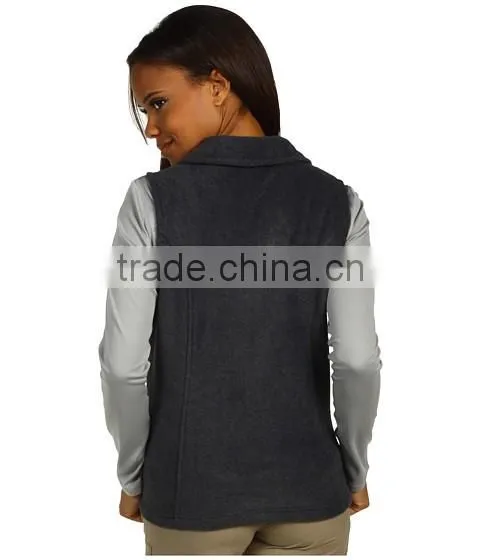 women sportwear comfortable spring vest sleeveless fleece sweatshirt with full zip