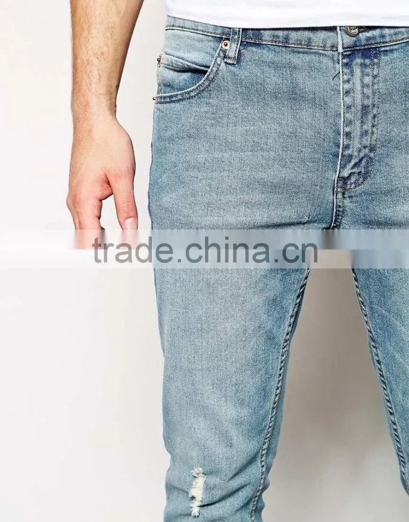 Hot sale new style men damaged jeans