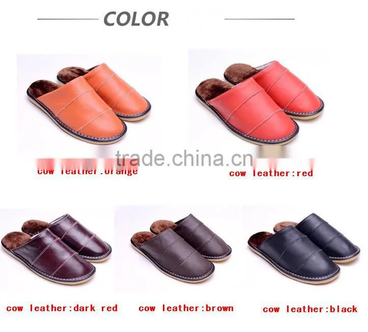 2014 new design fashionable leather indoor slipper