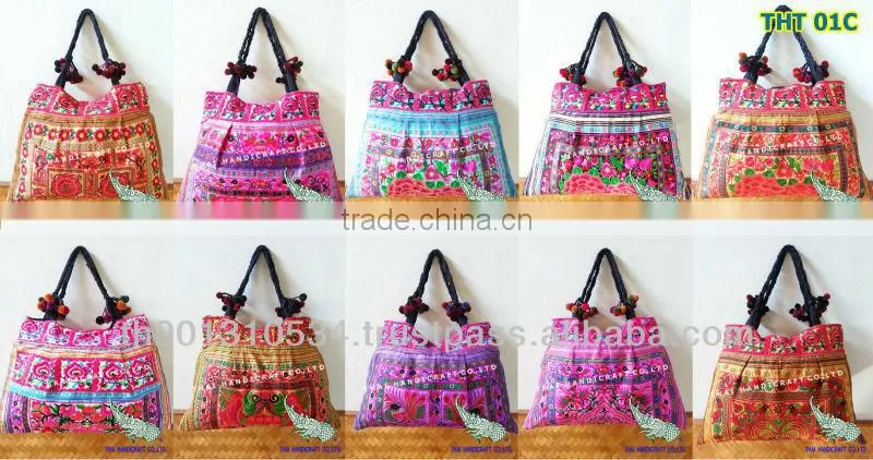 Thai Embroidered HMONG Hill Tribe Hand Bag Tote Bag