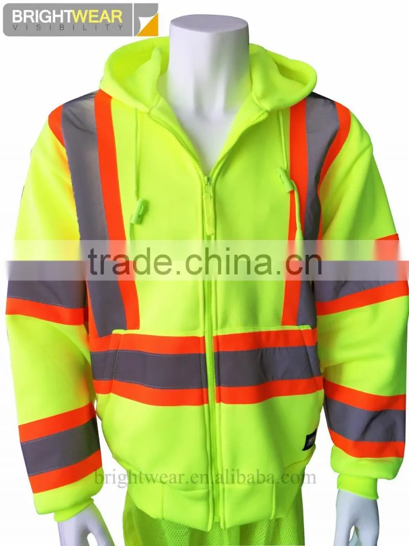 100% polyester inner brush fleece hi vis sweatshirt meet EN ISO20471