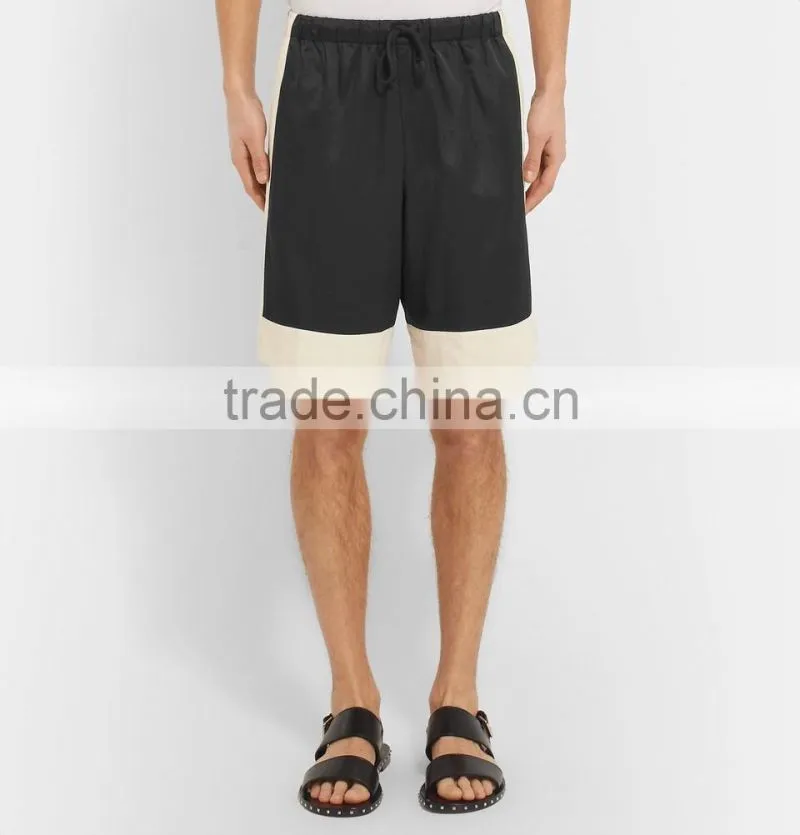 High Quality White and Black Satin Gym Training Sports Shorts for Mens