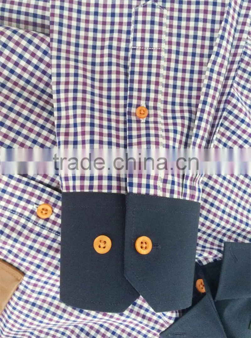leather pocket on left check checked men's casual shirt in latest design